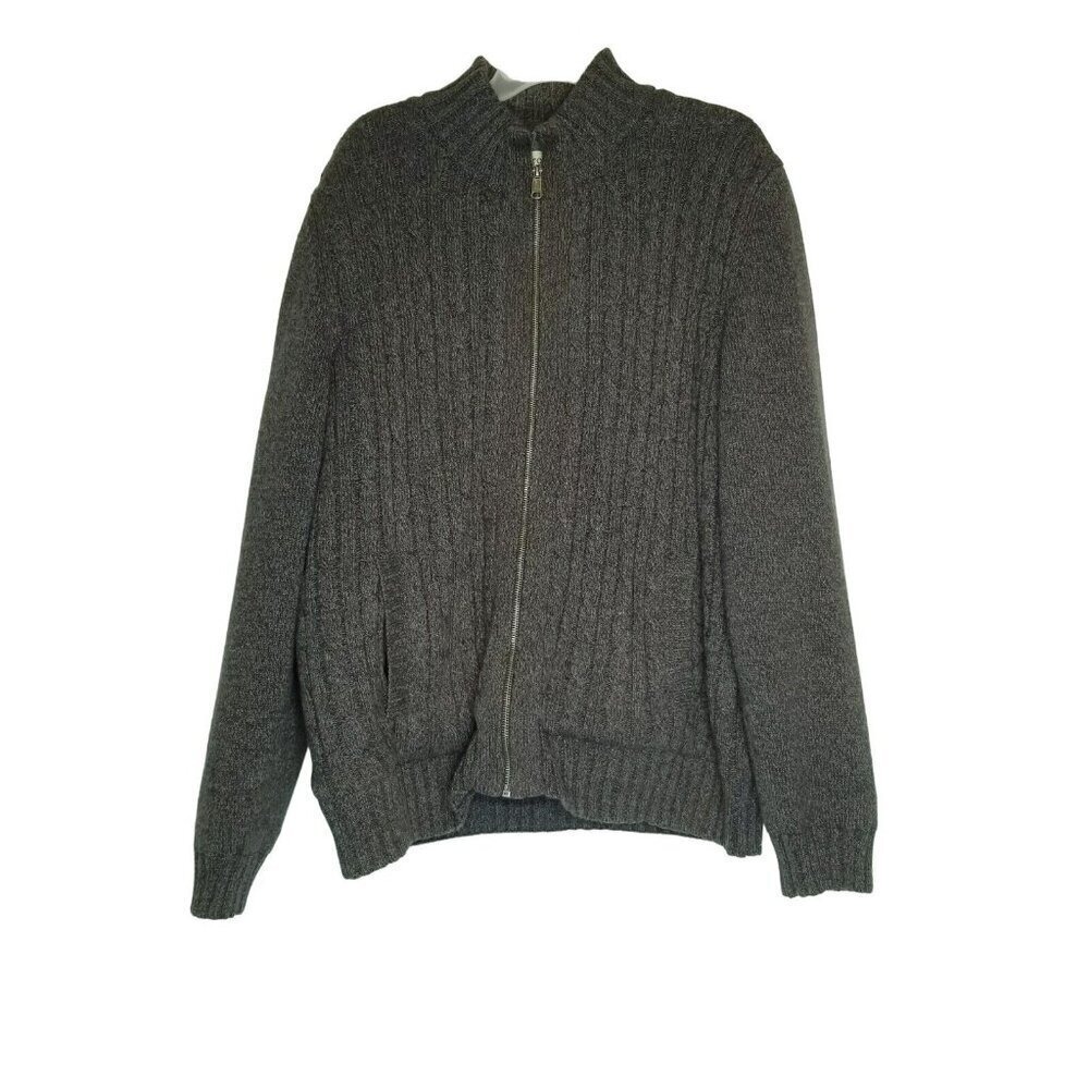 Boston Traders Sherpa Full ZIp Sweater Jacket Shacket Knit Gray‎ XXL Grandpa